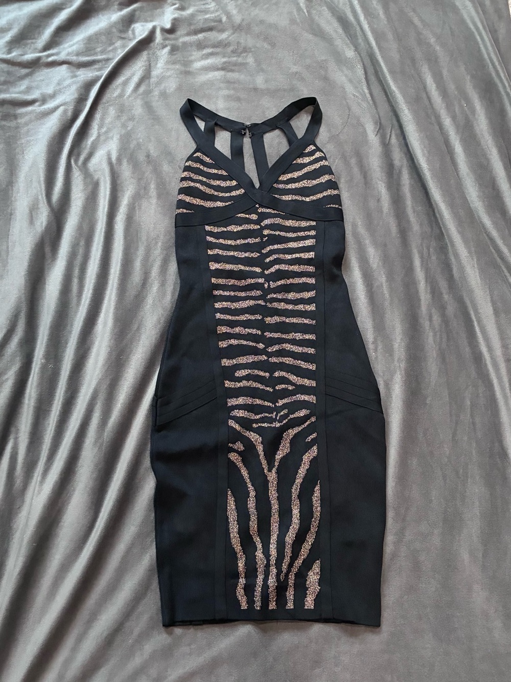 Guess by Marciano Black Dress with Gold Zebra Stripes